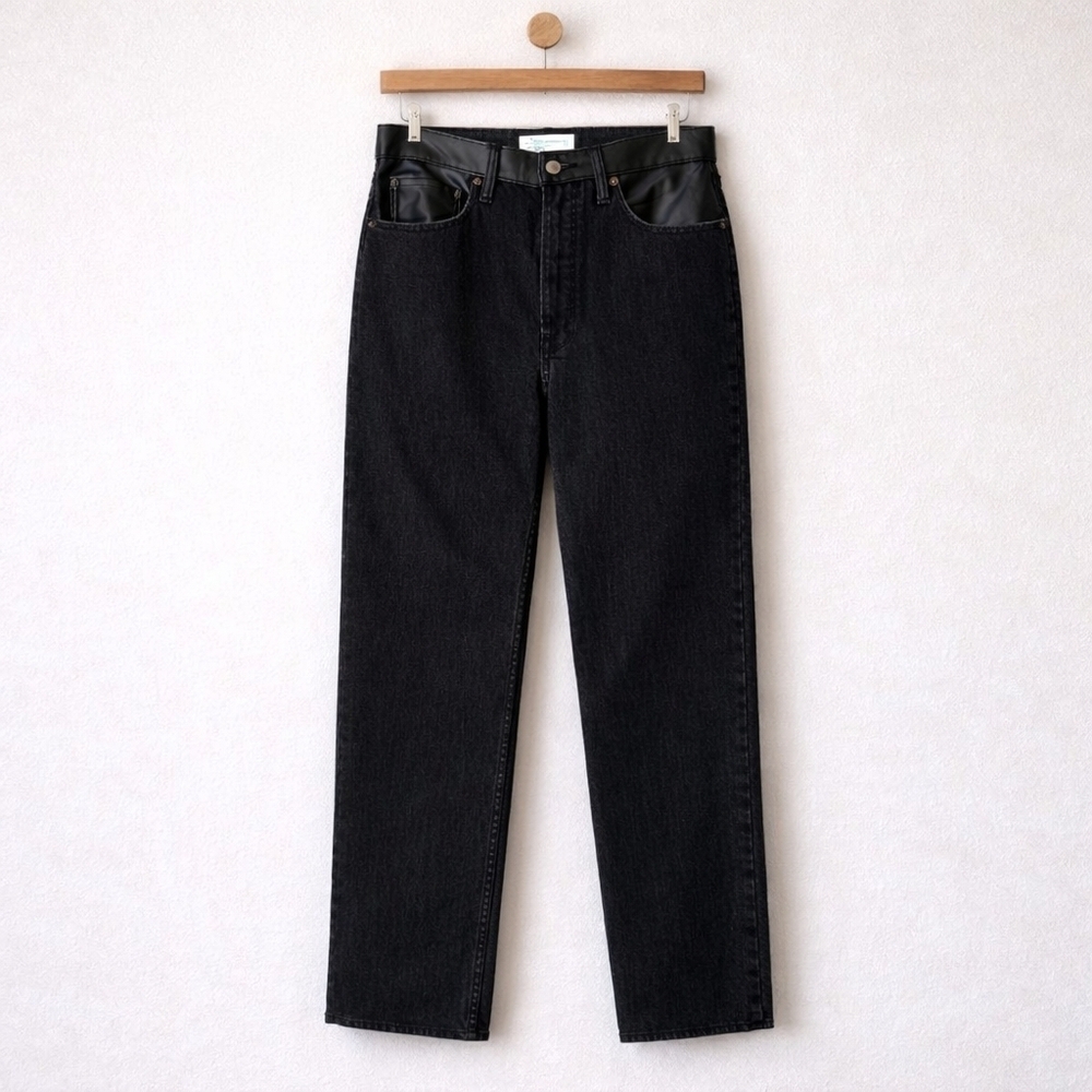 Mixed Fabric Abercrombie & Fitch ’90s Relaxed Curve Love Leather Edgey Jeans